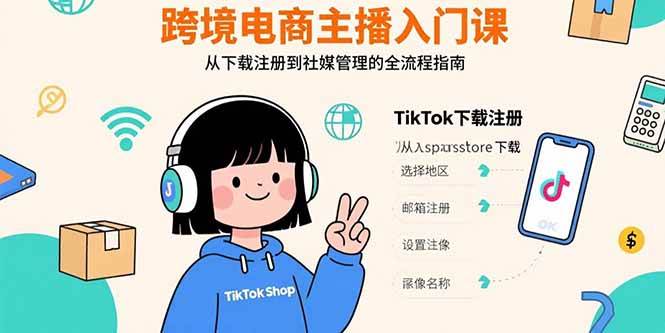 （15708期）跨境电商主播入门课，TikTok下载注册，支付工具配置，社媒账号管理全流程-创富院