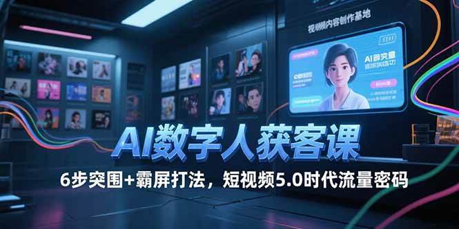 （15247期）AI数字人获客课，6步突围+霸屏打法，短视频5.0时代流量密码-创富院