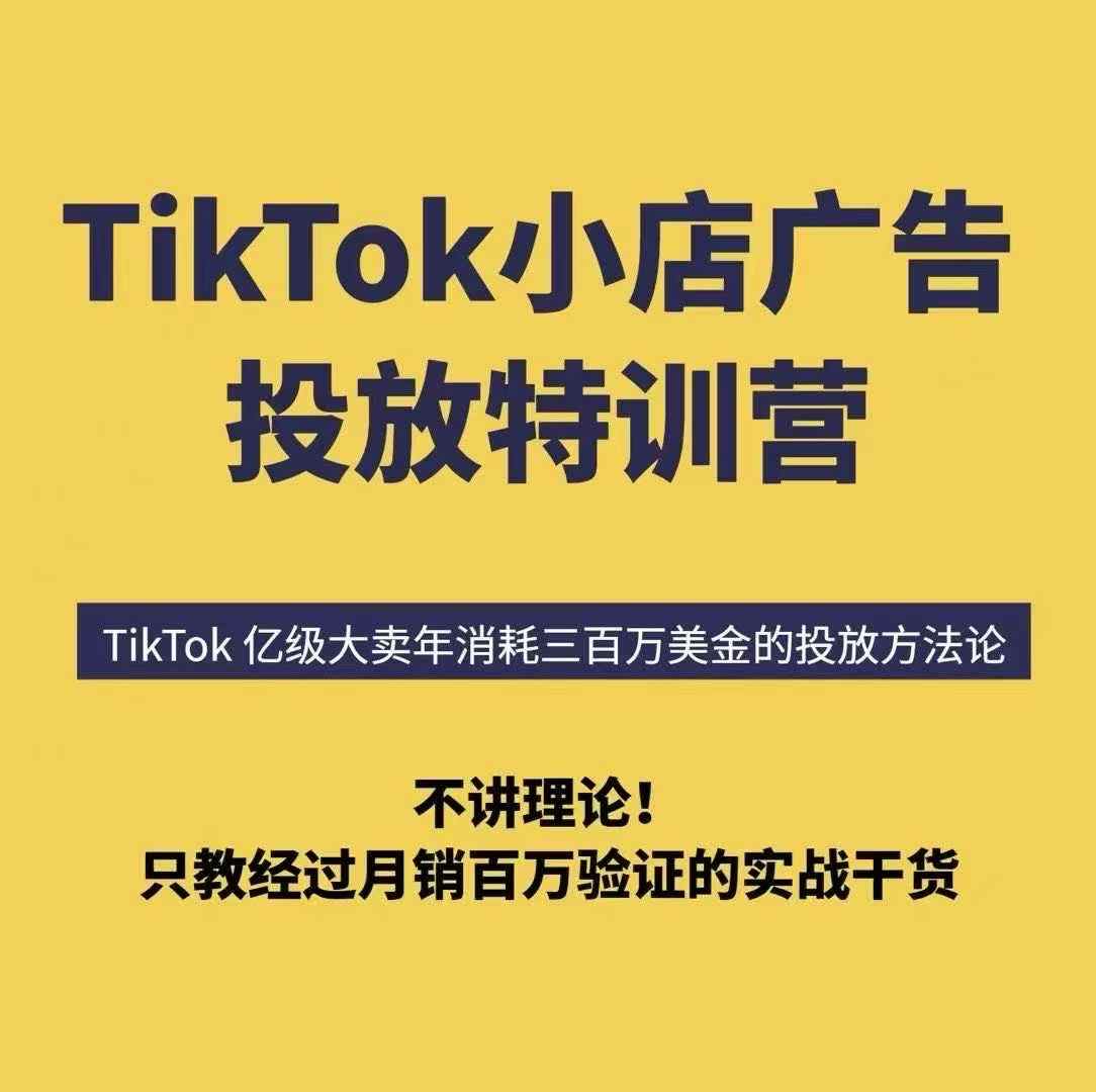 TikTok小店广告投放特训营，6天破局计划专治各种“投不动”，教你经过月销百万验证的实战干货-创富院