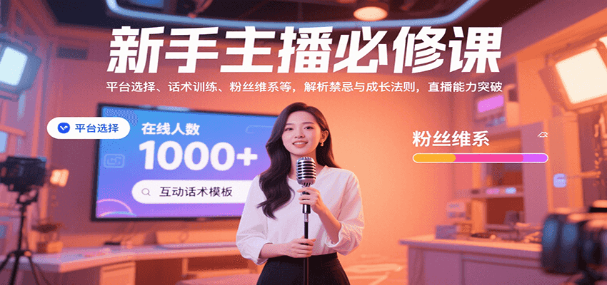 新手主播必修课：平台选择、话术训练、粉丝维系等，解析禁忌与成长法则，突破直播能力-创富院