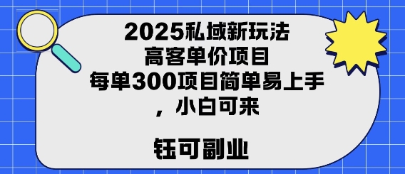 2025私域新玩法高客单价，每单3张操作简单，小白可轻松上手-创富院
