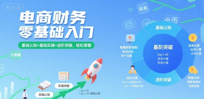 电商财务零基础入门，基础认知+基础实操+进阶突破，轻松掌握-创富院
