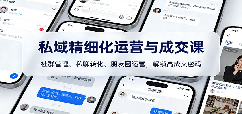 私域精细化运营与成交课：社群管理、私聊转化、朋友圈运营，解锁高成交密码-创富院