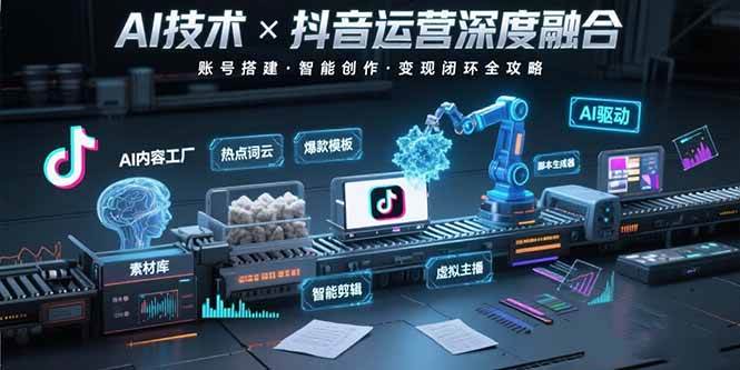 （15630期）AI技术与抖音运营的深度融合应用：涵盖账号搭建、内容创作、收益变现等-创富院