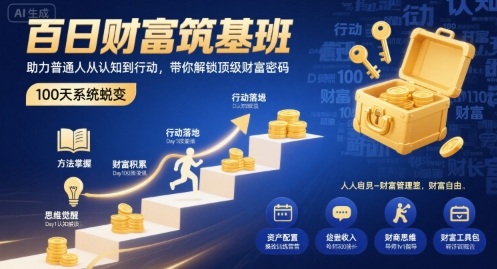百日财富筑基班，助力普通人从认知到行动，带你解锁顶级财富密码-创富院
