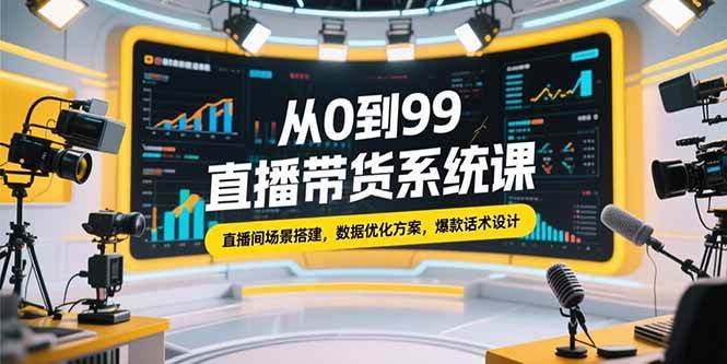 （15362期）从0到99直播带货系统课，直播间场景搭建，数据优化方案，爆款话术设计-创富院