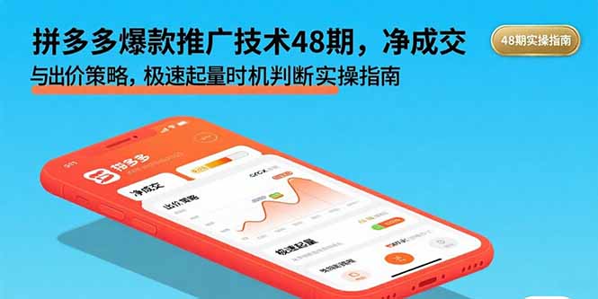 拼多多爆款推广技术48期，净成交与出价策略，极速起量时机判断实操指南-创富院