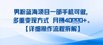 8月新男粉蓝海项目一部手机可做，多重变现方式 月入4W+【详细操作流程拆解】-创富院
