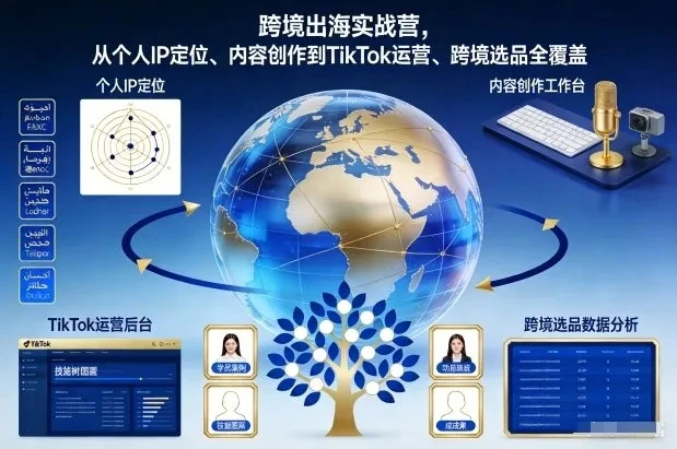 【精】跨境出海实战营，从个人IP定位、内容创作到TikTok运营、跨境选品全覆盖-创富院