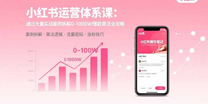 小红书运营体系课：通过大量实战案例拆解0-1000W爆款算法全攻略-创富院