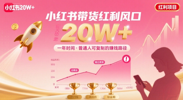 一年时间靠小红书带货项目年入20w+，最不能错的大红利项目-创富院