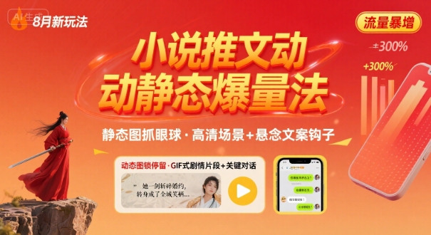 8月小说推文全新玩法，动静态图片+搭配小说文案爆量玩法-创富院