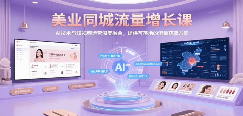 美业同城流量增长课，AI技术与短视频运营深度融合，提供可落地的流量获取方案-创富院