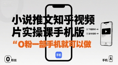 小说推文知乎视频图片实操课手机版，0粉一部手机就可以做-创富院