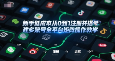 新手低成本从0到1注册并搭建多账号全平台矩阵操作教学，手机号-邮箱-IP-工具-创富院