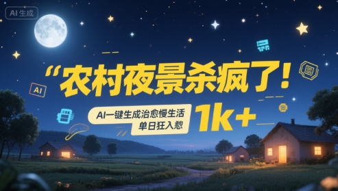 农村夜景杀疯了！AI一键生成治愈系慢生活，单日狂入1k+-创富院