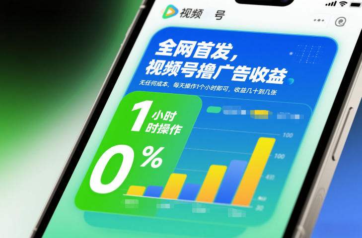 全网首发，视频号撸广告收益，无任何成本，每天操作1个小时即可，收益几十到几张-创富院