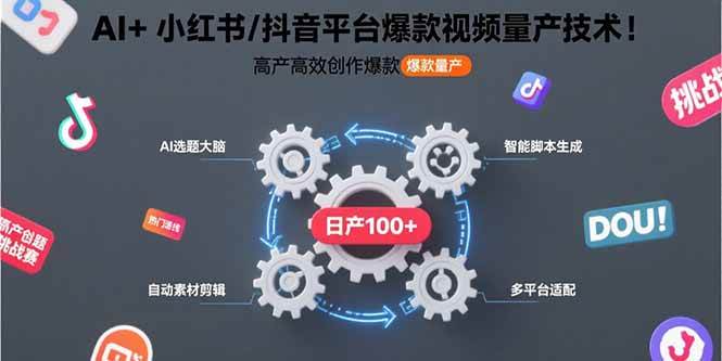 （15624期）AI+小红书/抖音平台爆款视频量产技术：高产高效创作爆款视频！-创富院