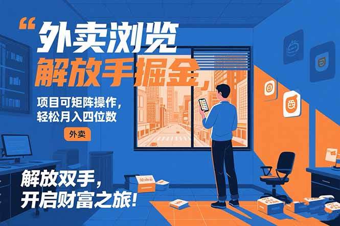 （15440期）外卖浏览掘金项目 可矩阵操作 轻松日入500+-创富院