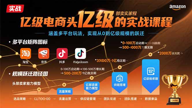 亿级电商头部卖家的实战课程：涵盖多平台玩法，实现从0到亿级规模的跃迁-创富院