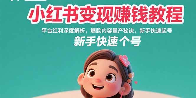 （15559期）小红书变现赚钱教程：平台红利深度解析，爆款内容量产秘诀，新手快速起号-创富院