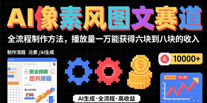 AI像素风图文赛道：全流程制作方法，播放量一万能获得6块到8块的收入-创富院