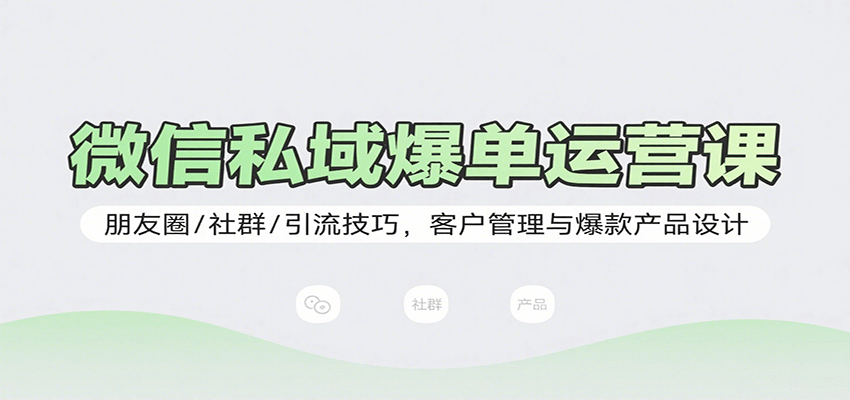 微信私域爆单运营课：朋友圈/社群/引流技巧，客户管理与爆款产品设计-创富院