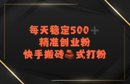 快手搬砖式打粉，每天稳定500+精准创业粉-创富院