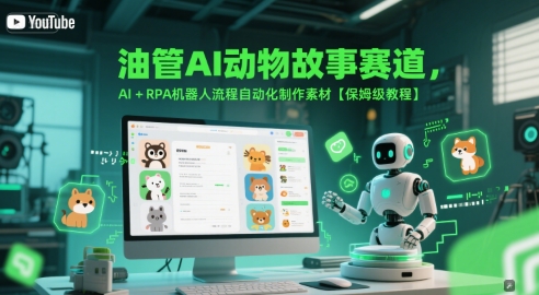 油管AI动物故事赛道，AI+RPA机器人流程自动化制作素材【保姆级教程】-创富院