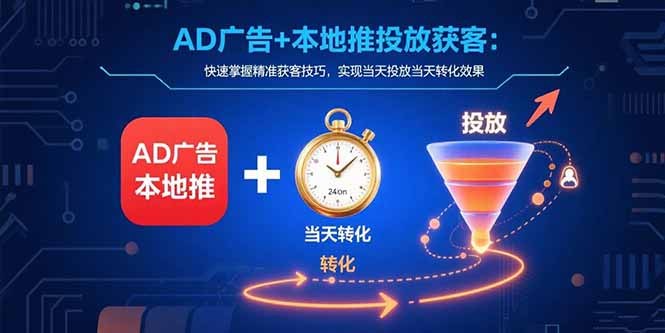 AD广告+本地推投放获客：快速掌握精准获客技巧，实现当天投放当天转化效果-创富院