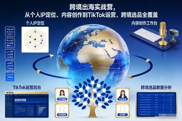 跨境出海实战营，从个人IP定位、内容创作到TikTok运营、跨境选品全覆盖-创富院