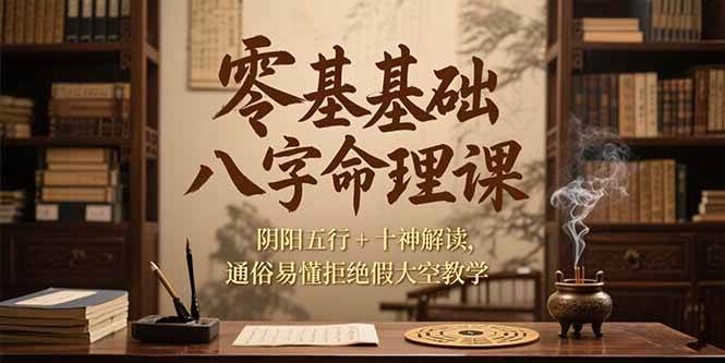 （15283期）零基础八字命理课，阴阳五行+十神解读，通俗易懂拒绝假大空教学-创富院