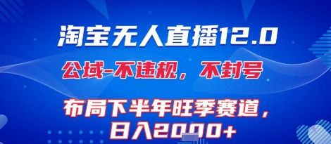 淘宝无人直播12.0，不封号，不违规，布局下半年旺季赛道，日入1k+(独家技术)【揭秘】-创富院
