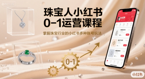 珠宝人小红书0-1运营课程，掌握珠宝行业的小红书多种账号玩法-创富院