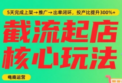 淘宝截流快速起店玩法，掌握暴力快速起店的流程，5天完成上架-推广-出单闭环-创富院