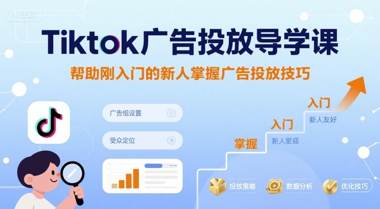 Tiktok广告投放导学课，帮助刚入门的新人掌握广告投放技巧-创富院