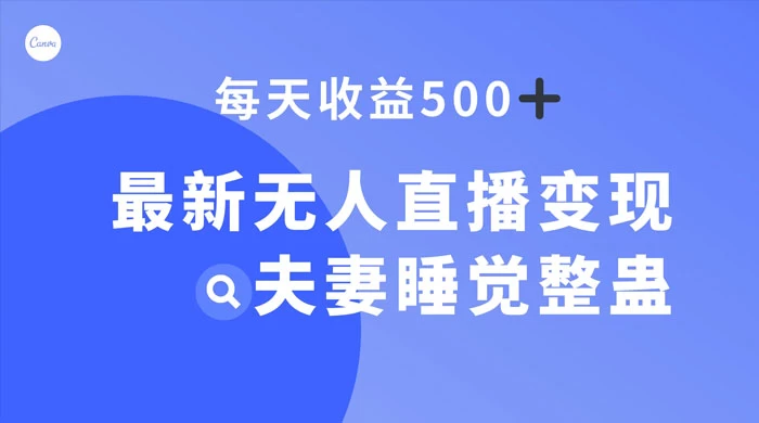 最新无人直播变现，夫妻睡觉整蛊，每天躺赚 500+-影创院