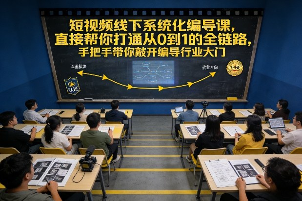 短视频线下系统化编导课，直接帮你打通从0到1的全链路，手把手带你敲开编导行业大门-创富院