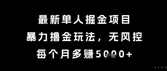 最新单人掘金项目，暴力撸金玩法，无风控，每个月多挣5k+【揭秘】-影创院