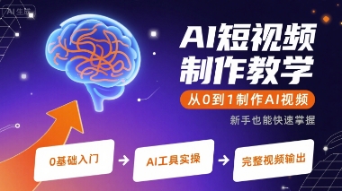 AI短视频制作教学，从0到1制作AI视频-创富院