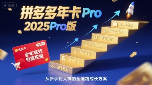 拼多多年卡2025Pro版，五大板块从认知到基础、从推广到活动、从活动到玩法-创富院