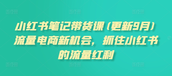 小红书笔记带货课(更新25年6月)流量电商新机会，抓住小红书的流量红利-创富院