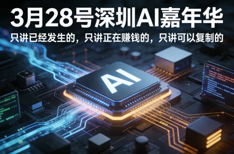 【精】3月28号深圳AI嘉年华,只讲已经发生的,只讲正在賺钱的,只讲可以复制的 【精】3月28号深圳AI嘉年华,只讲已经发生的,只讲正在賺钱的,只讲可以复制的