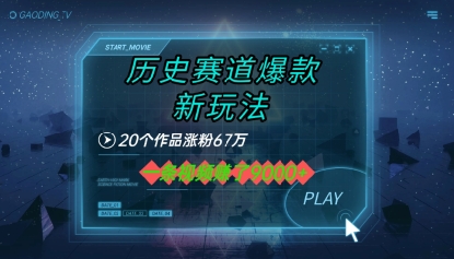 20个作品涨粉67W，一条视频收益1k+，历史赛道爆款新玩法-创富院