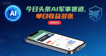 今日头条AI军事赛道，单日收益多张 ，手机可做【附指令】-创富院