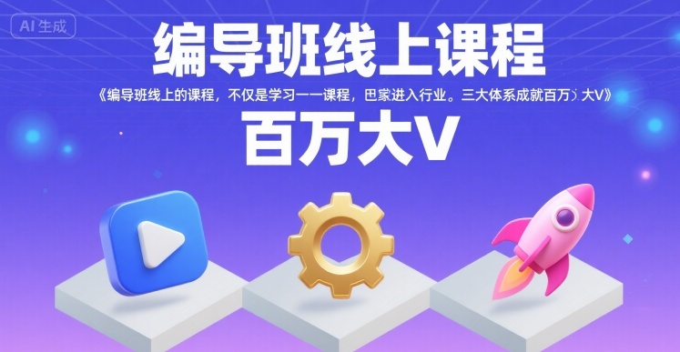 编导班线上课程，不仅是学习一门课程，更是进入一个行业，三大体系成就百万大V-创富院
