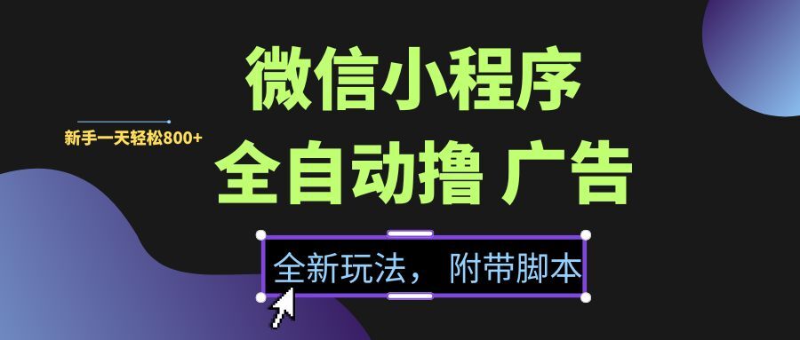（15134期）微信小程序挂机撸广告，全新玩法，新手一天轻松800+【附带脚本】-影创院