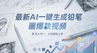 最新AI一键生成铅笔画爆款视频，多平台分发，日 入1k+，小白轻松上手【揭秘】-创富院