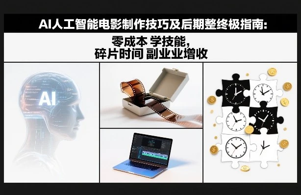 【精】AI人工智能电影制作技巧及后期完整终极指南：零成本学技能，碎片时间副业增收-学必富副业创客网