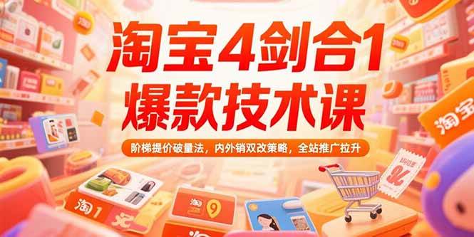 （15415期）淘宝4剑合1爆款技术课，阶梯提价破量法，内外销双改策略，全站推广拉升-创富院